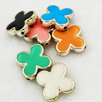 Clover Enamel CCB Plastic Acrylic Beads 30mm Glossy Gold Outline 50pcs 2