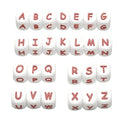 12mm White Pink Silicone Letter Beads 20pcs - A