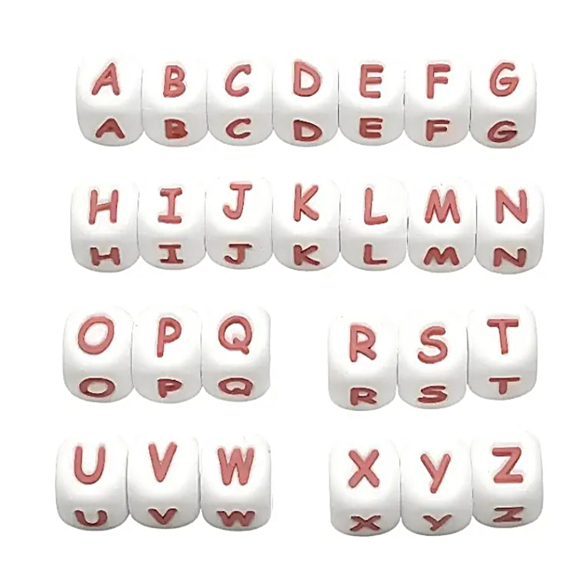 12mm White Pink Silicone Letter Beads 20pcs - A