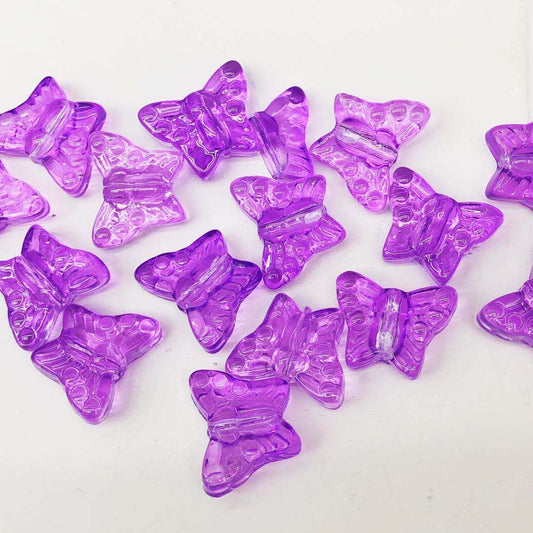Czech Glass Beads Butterfly 15mm Amethyst Textured Wings 100pcs