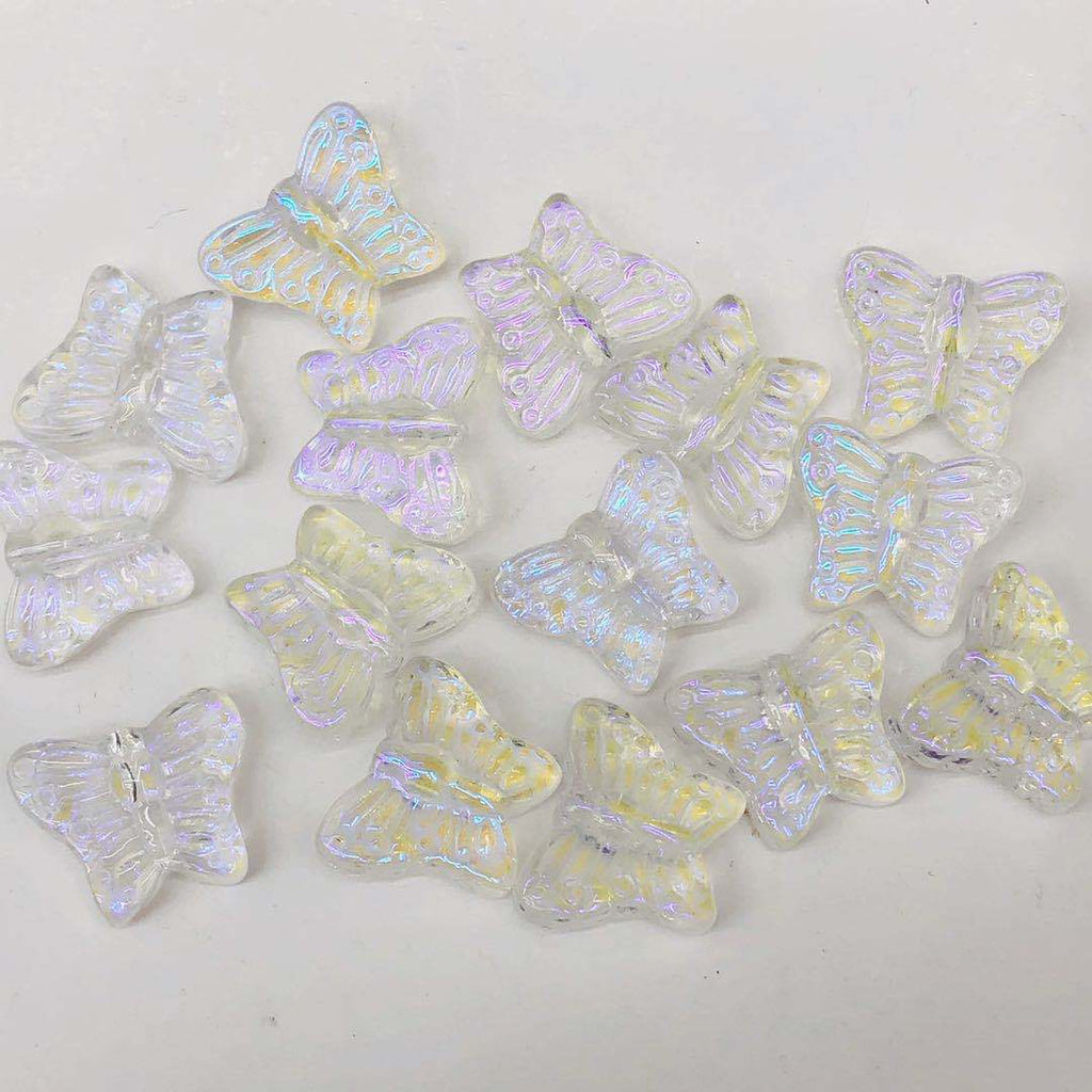 Czech Glass Beads Butterfly 15mm Amethyst Textured Wings 100pcs 2