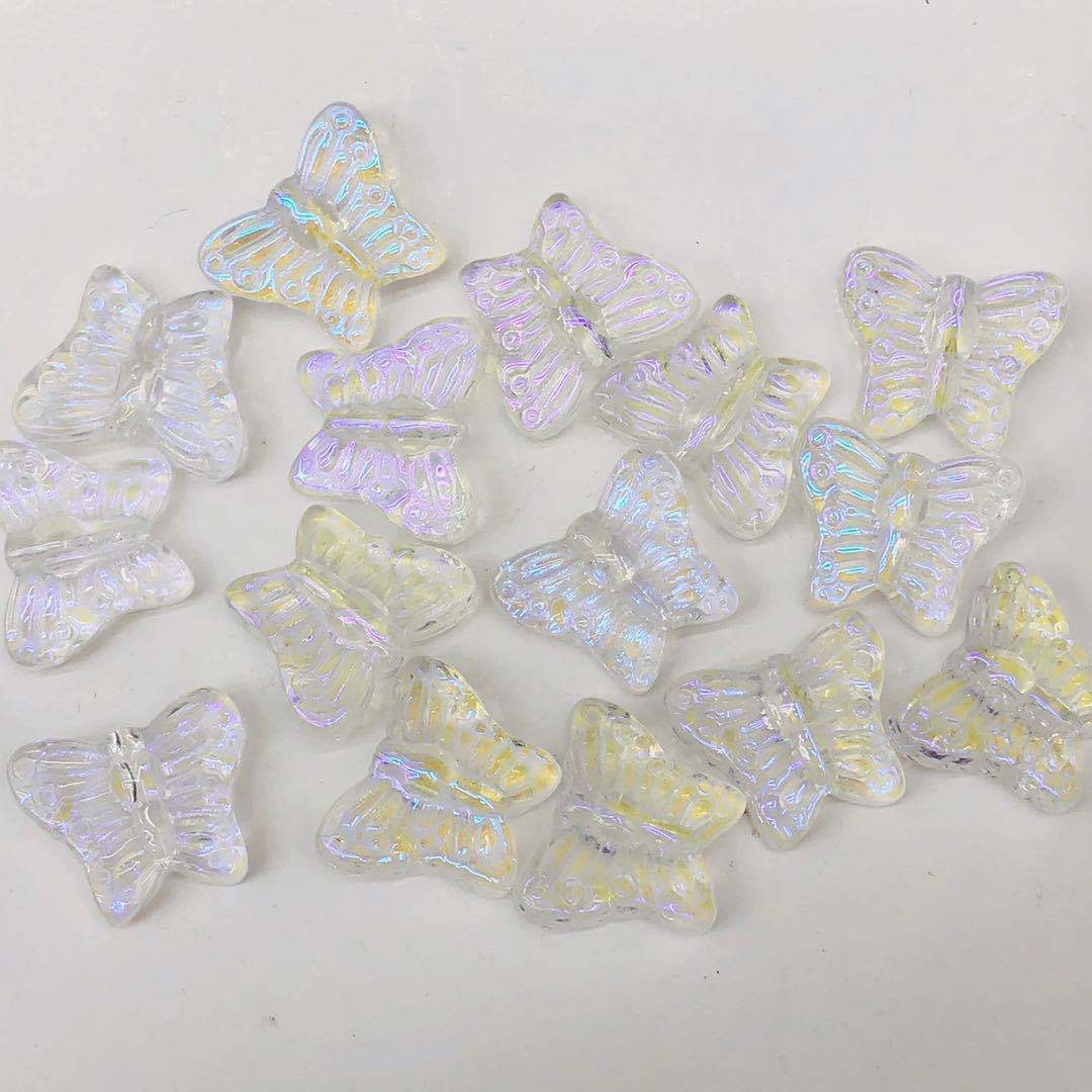 Czech Glass Beads Butterfly 15mm Amethyst Textured Wings 100pcs 2
