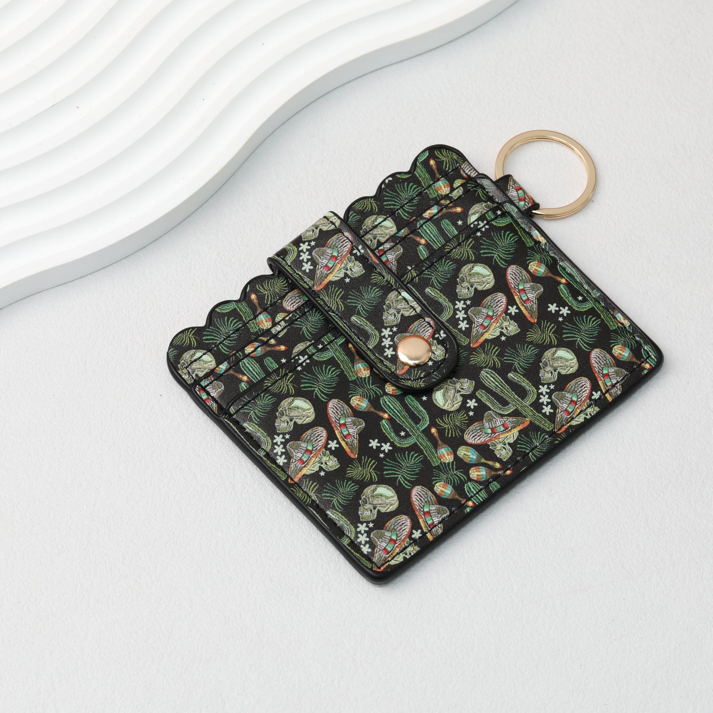 PU Card Holder Keychain Multi Patterned