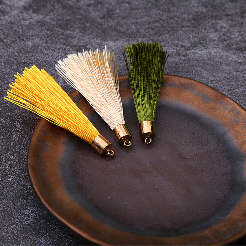 Colorful Polyester Fringe Tassel Keychain with Golden Cap 55mm 50pcs 3