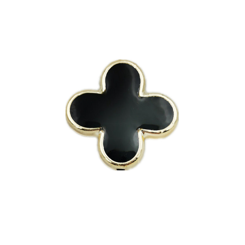 Clover Enamel CCB Plastic Acrylic Beads 30mm Glossy Gold Outline 50pcs 5
