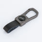 Men's Leather Keychain with Polished Metal Clip and Carabiner Hook 7