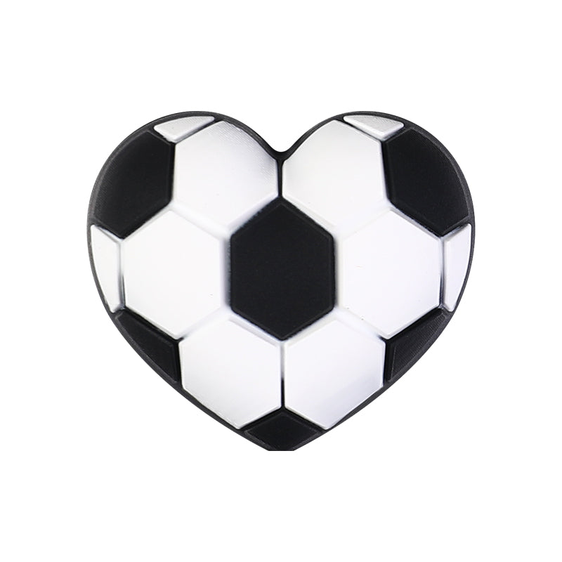 3D Football Theme Silicone Focal Beads Wholesale, Heart Trophy Jersey Bow White Gnome