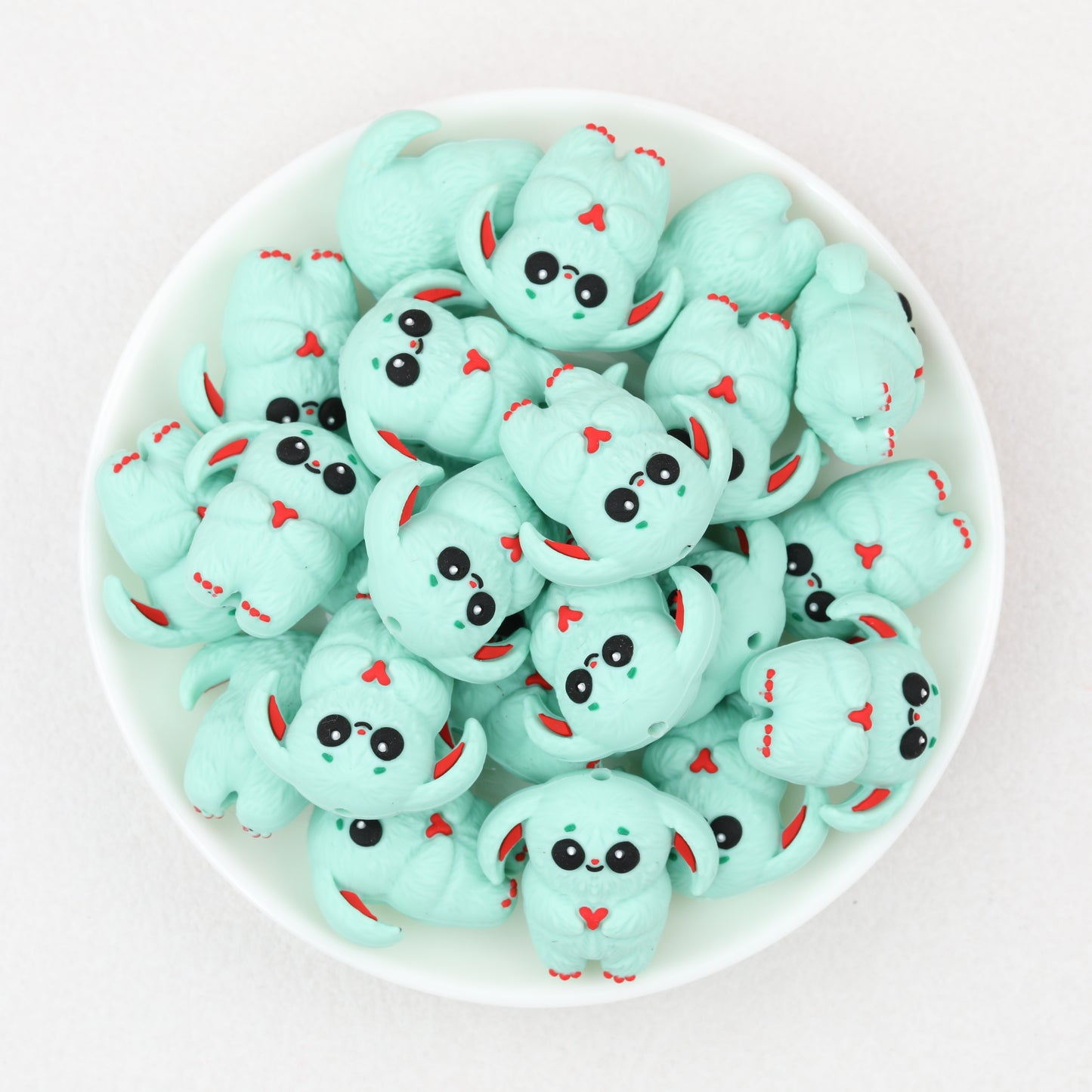 Mint Green 3D Monster Silicone Focal Beads 20pcs 2