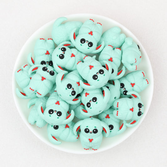 Mint Green 3D Monster Silicone Focal Beads 20pcs 2