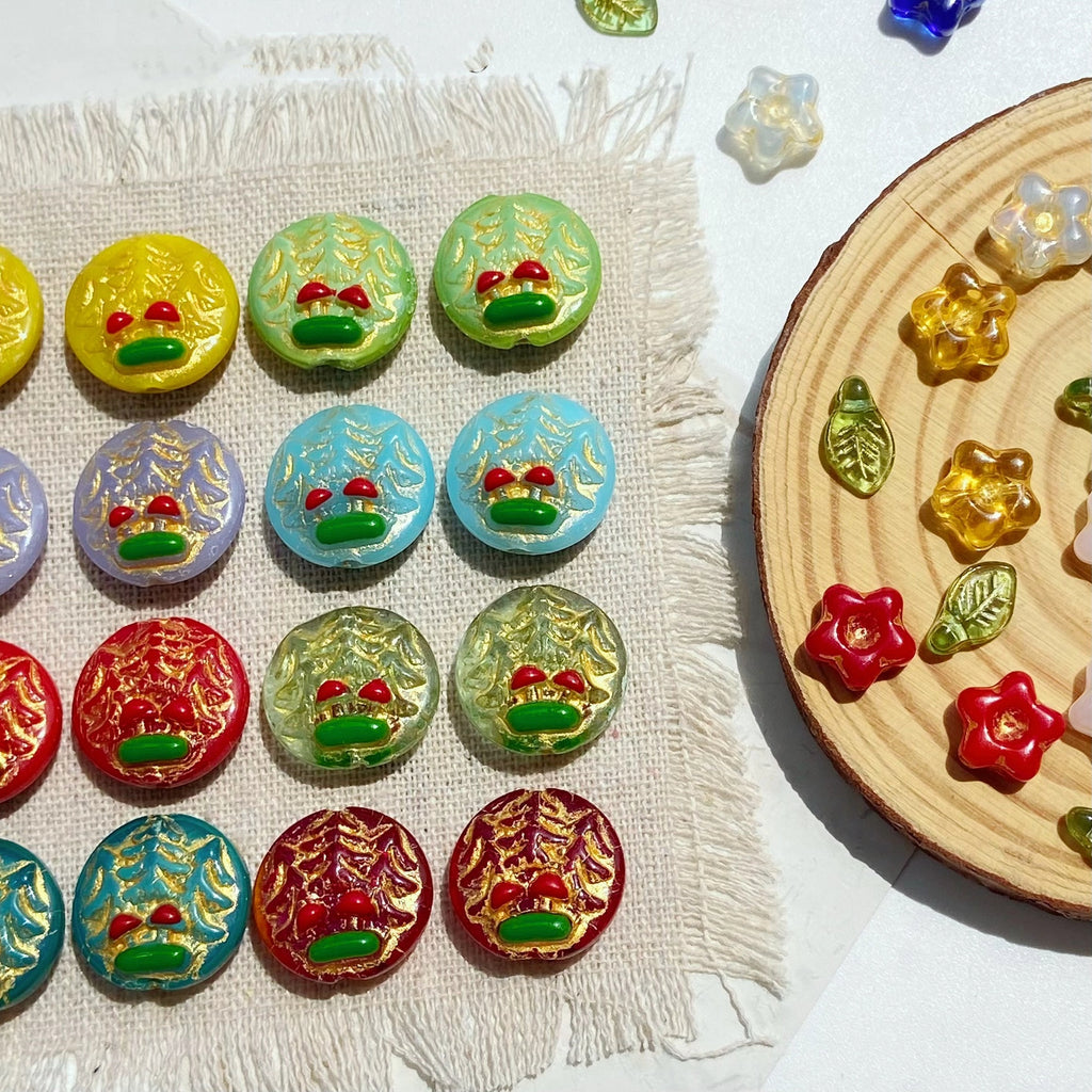 Forest Series Gilded Lampwork Glass Beads Nature Inspired Vintage 10pcs