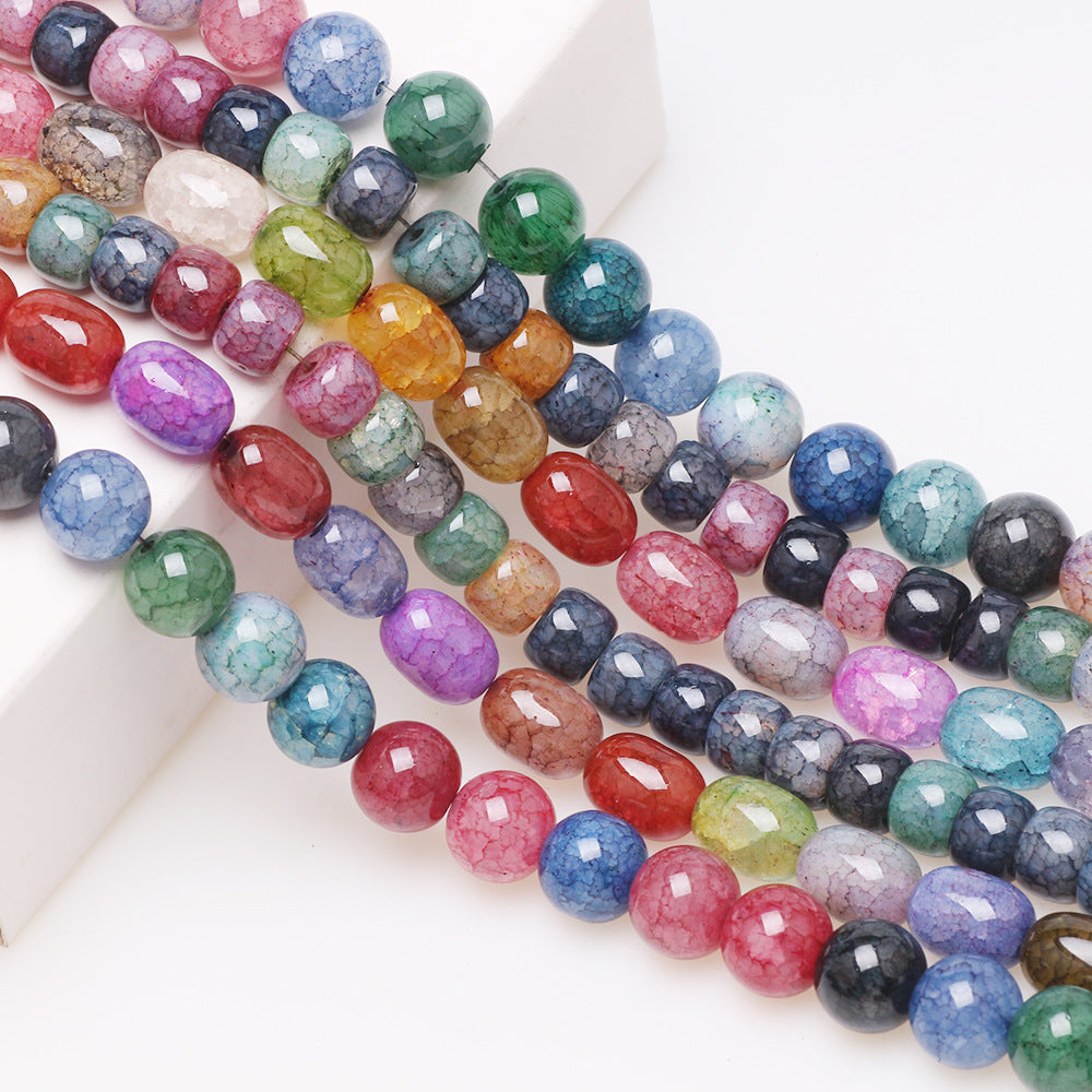 Crackle Round Glass Beads 8mm Multicolor Textured Finish 100pcs