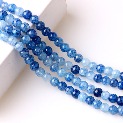 Crackle Round Glass Beads 8mm Multicolor Textured Finish 100pcs 12