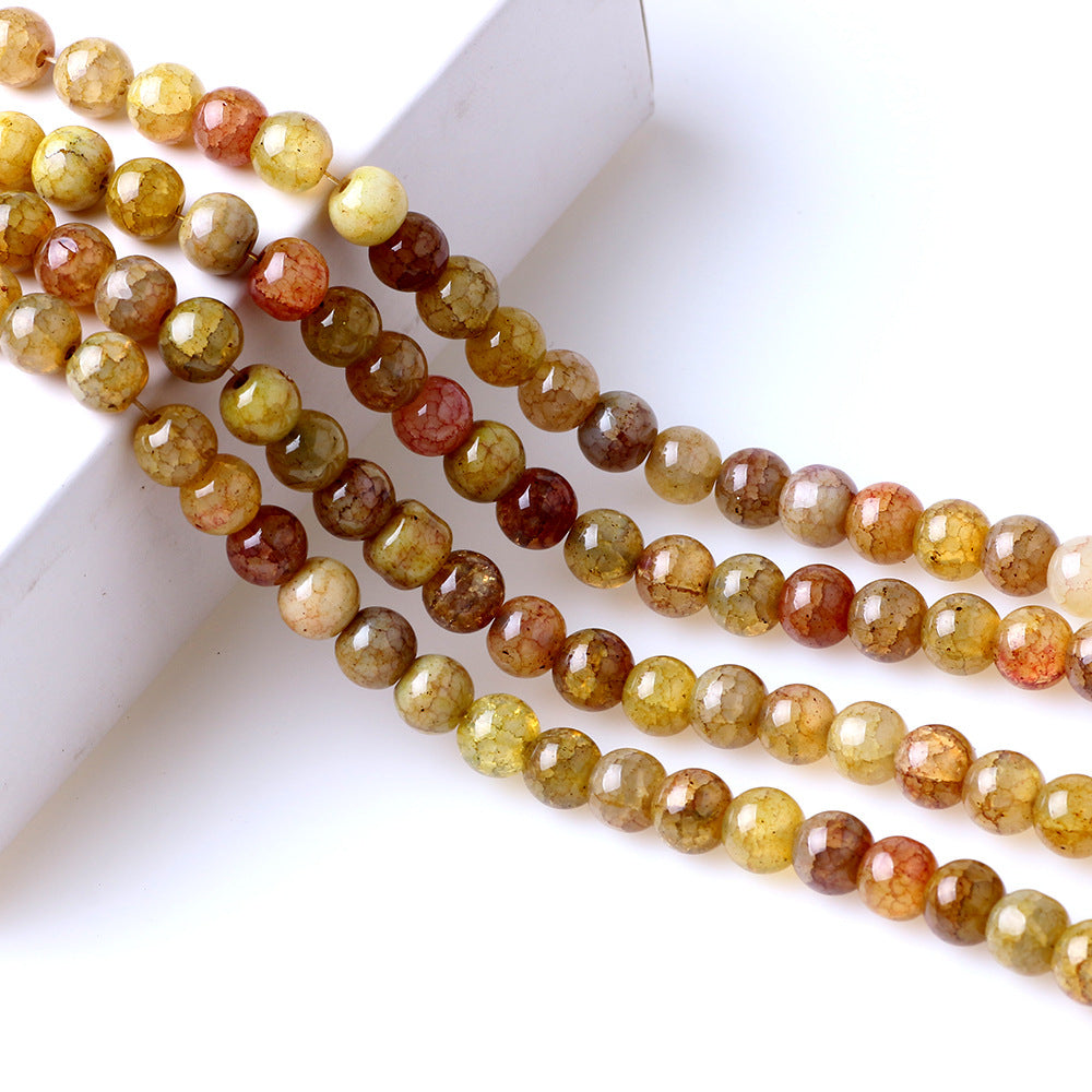 Crackle Round Glass Beads 8mm Multicolor Textured Finish 100pcs 6