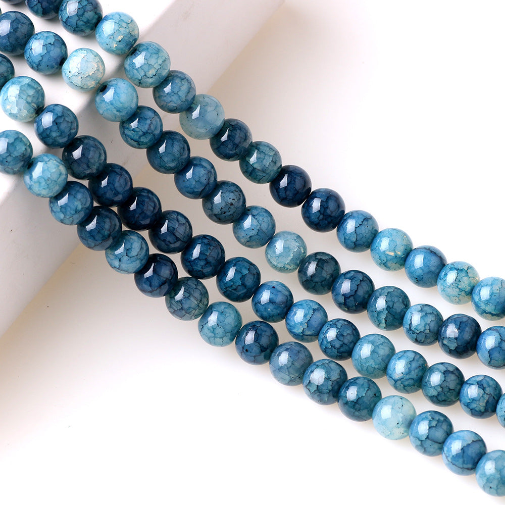 Crackle Round Glass Beads 8mm Multicolor Textured Finish 100pcs 11
