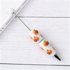 Beadable Halloween Pen with Pumpkin Ghost and Skull Designs 4