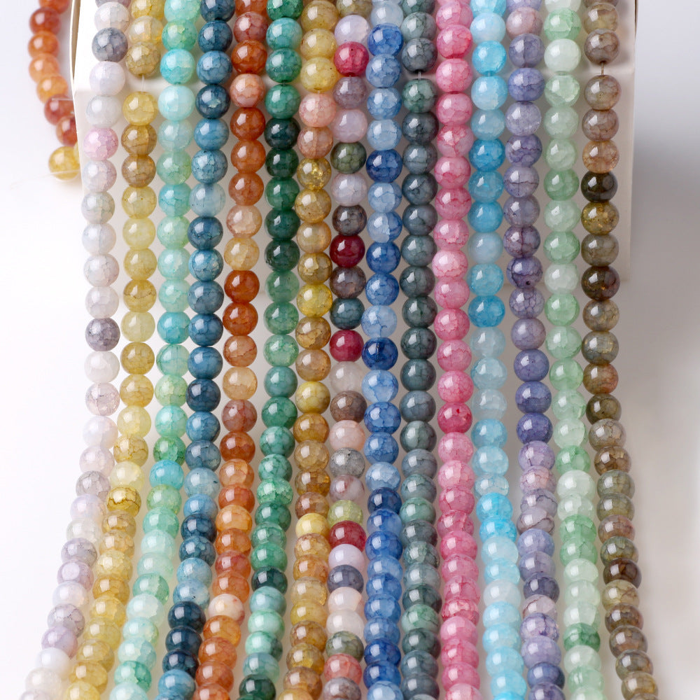 Crackle Round Glass Beads 8mm Multicolor Textured Finish 100pcs 3