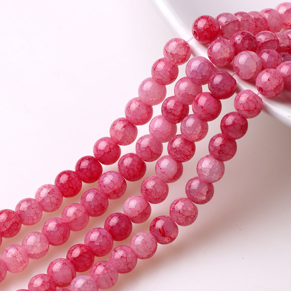 Crackle Round Glass Beads 8mm Multicolor Textured Finish 100pcs 14