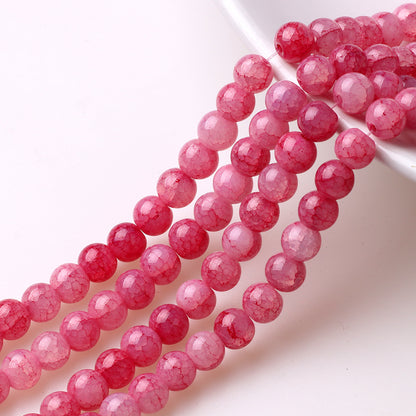 Crackle Round Glass Beads 8mm Multicolor Textured Finish 100pcs 14