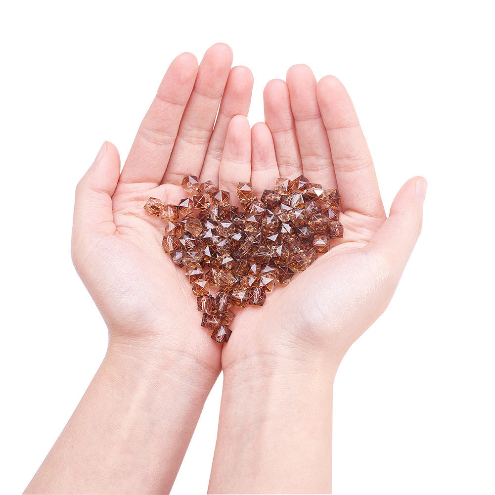 Spray Painted Polygon Acrylic Beads 8mm Two-Color Mix 100pcs 2