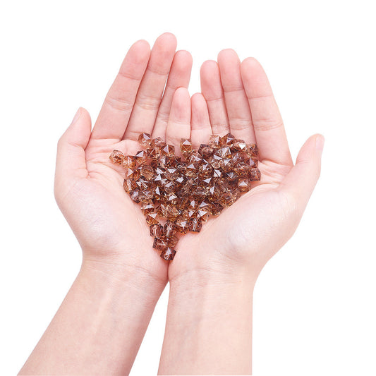 Spray Painted Polygon Acrylic Beads 8mm Two-Color Mix 100pcs 2