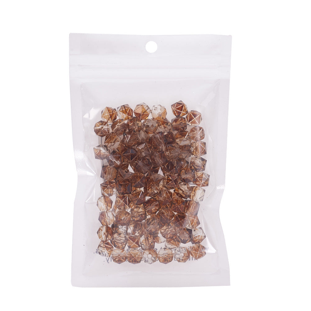 Spray Painted Polygon Acrylic Beads 8mm Two-Color Mix 100pcs 5