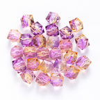 Spray Painted Polygon Acrylic Beads 8mm Two-Color Mix 100pcs