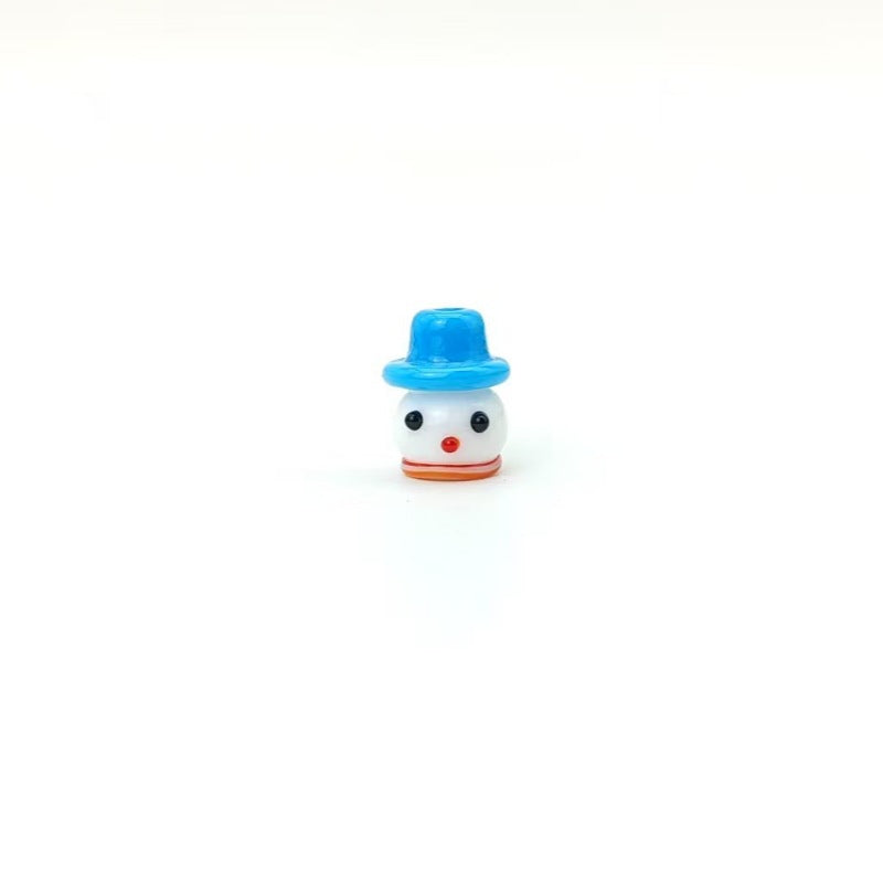 Lampwork Glass Beads Christmas Hat Snowman 15mm Hand Painted 4pcs 13