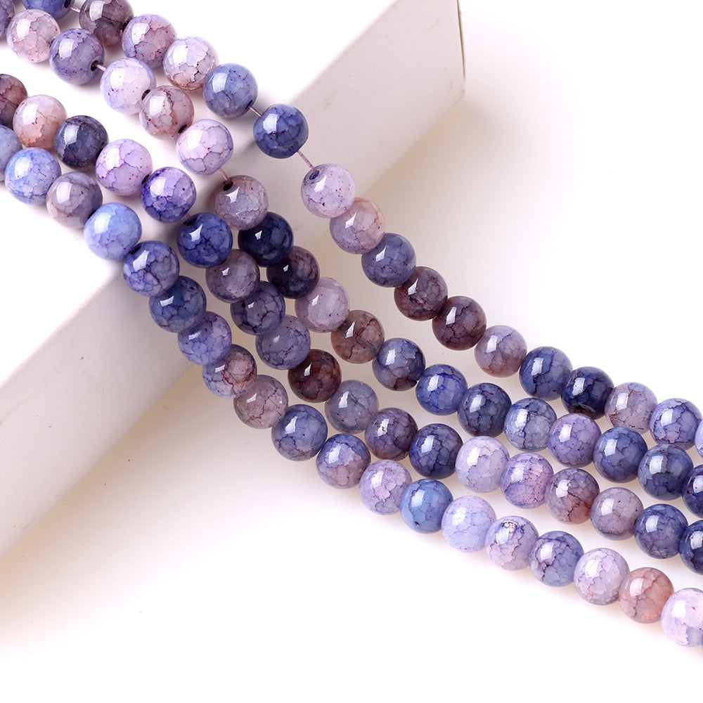 Crackle Round Glass Beads 8mm Multicolor Textured Finish 100pcs 8