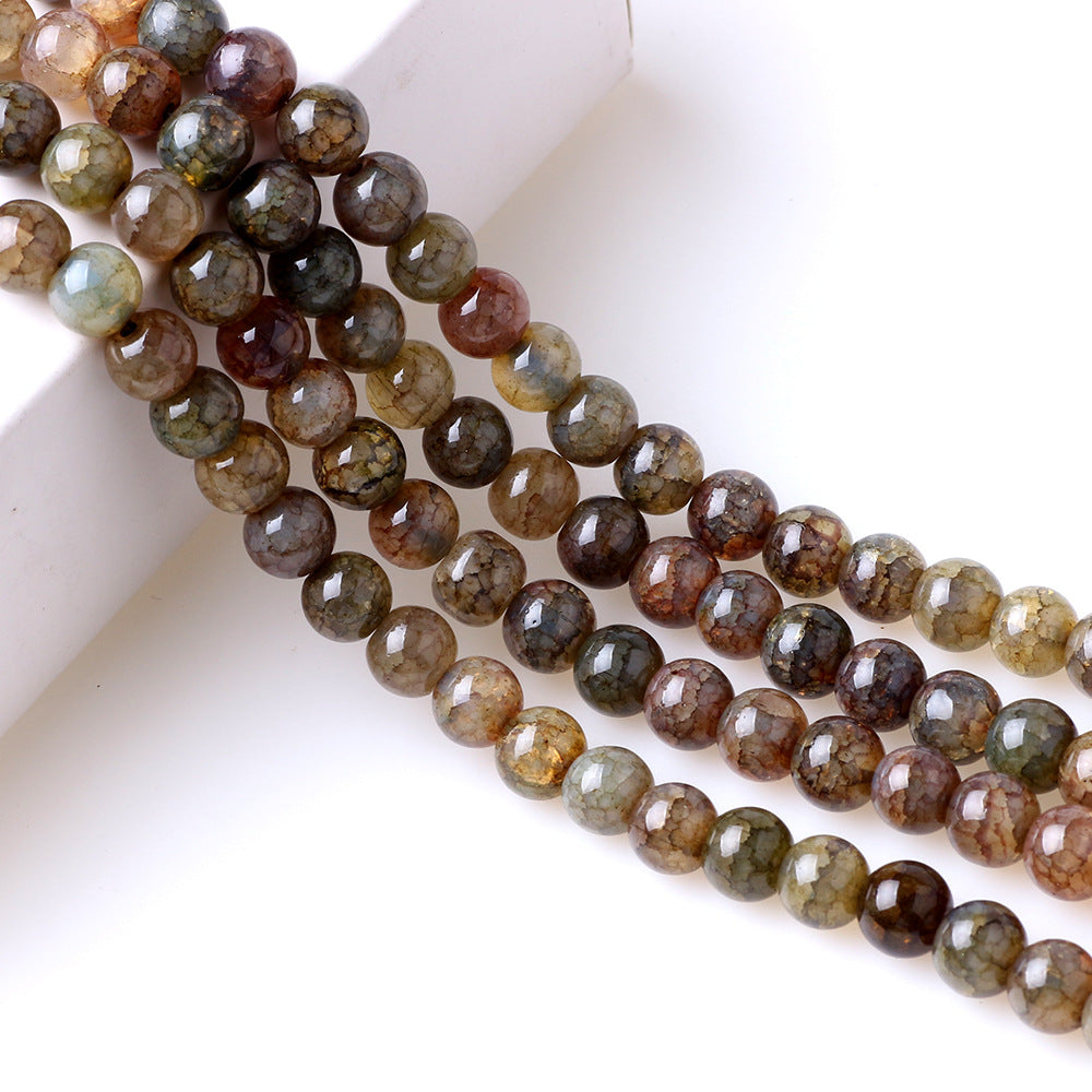 Crackle Round Glass Beads 8mm Multicolor Textured Finish 100pcs 10