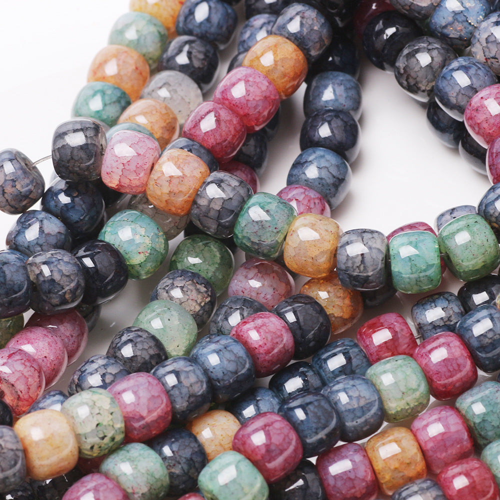 Crackle Round Glass Beads 8mm Multicolor Textured Finish 100pcs 17