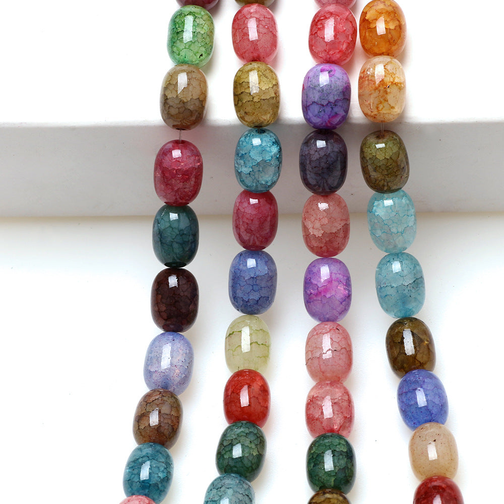 Crackle Round Glass Beads 8mm Multicolor Textured Finish 100pcs 4