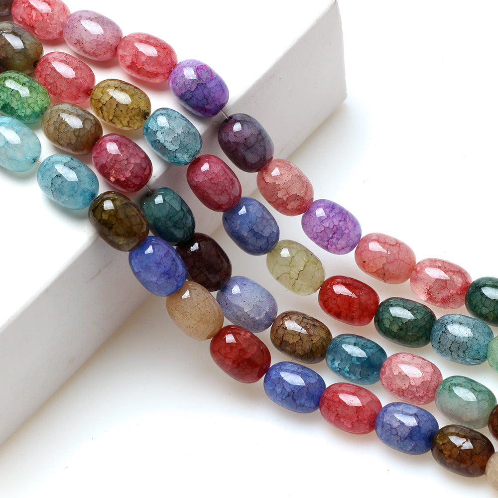 Crackle Round Glass Beads 8mm Multicolor Textured Finish 100pcs 18