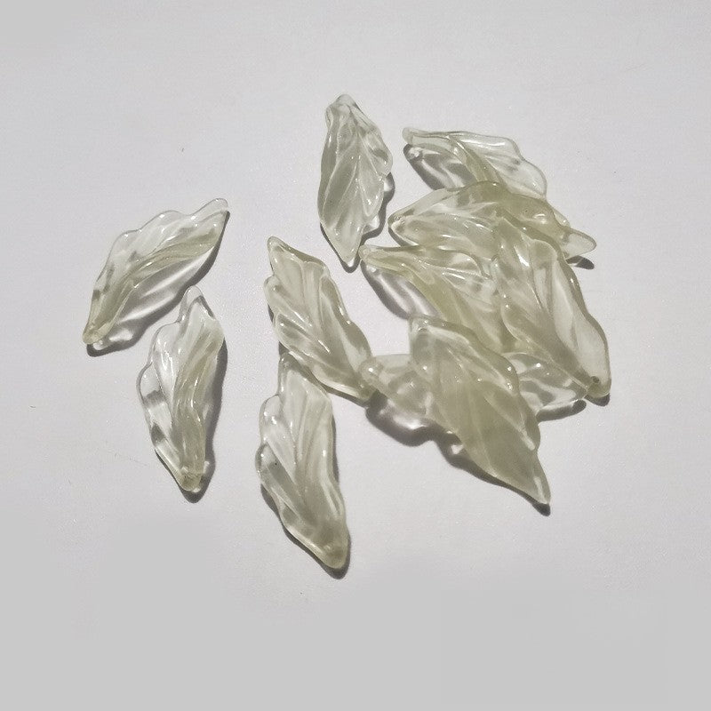 Czech Glass Beads Seaweed Leaf 14x37mm Translucent Green Blue Jasper 100pcs 9