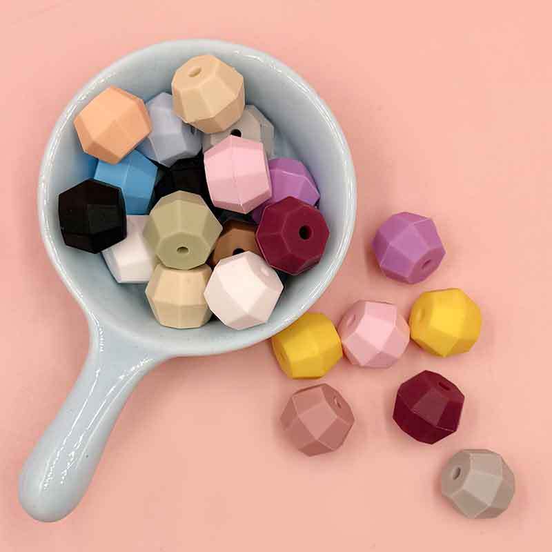 18mm Faceted Silicone Beads Colorful Geometric Shape 50pcs 3