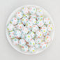 15mm Light Floral Print Round Silicone Beads 50 pcs 7