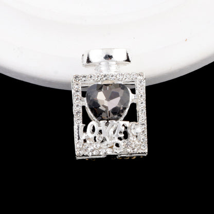 Fancy Alloy Perfume Bottle Charm Beads with Heart and Rhinestones 2pcs 15