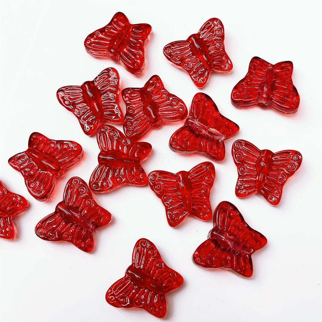 Czech Glass Beads Butterfly 15mm Amethyst Textured Wings 100pcs 3