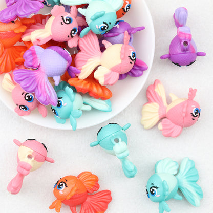 3D Colorful Goldfish Silicone Focal Beads 20pcs