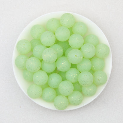 15mm Glitter Silicone Round Beads with 2.5mm Hole 50pcs - Glitter Green