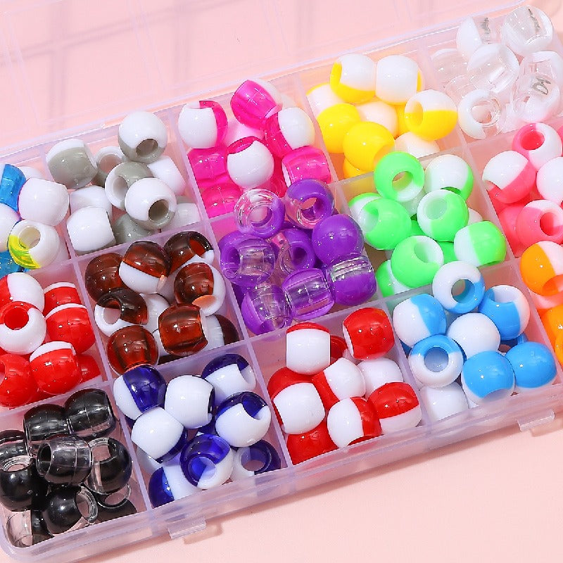 Large Hole Acrylic Beads 12mm Two-Tone Mixed Colors 60pcs 3