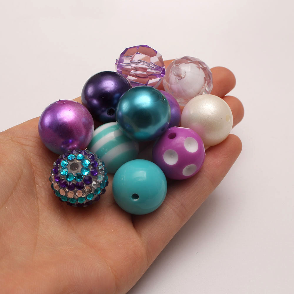 Bubblegum Beads 20mm Aqua Lavender Fuchsia Chunky Mix 50pcs 3