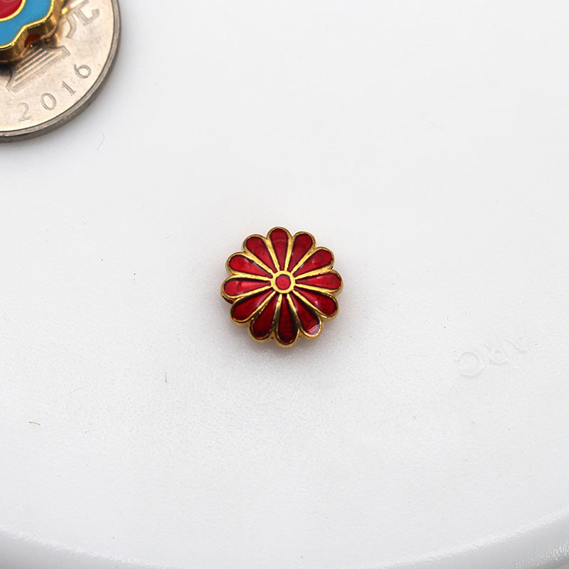 Flower Metal Beads 11mm Cloisonne Sunflower Enamel Alloy 30pcs 11
