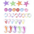 Painted Marine Biological Acrylic Beads 15mm Colorful Mixed 100pcs 6