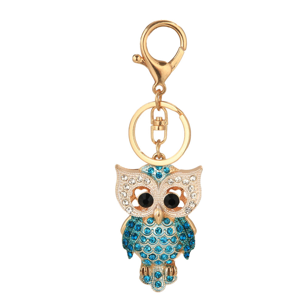 Metal Diamond Owl Keychain Alloy Shimmering Animal Charm Colorful 5