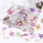 Painted Marine Biological Acrylic Beads 15mm Colorful Mixed 100pcs