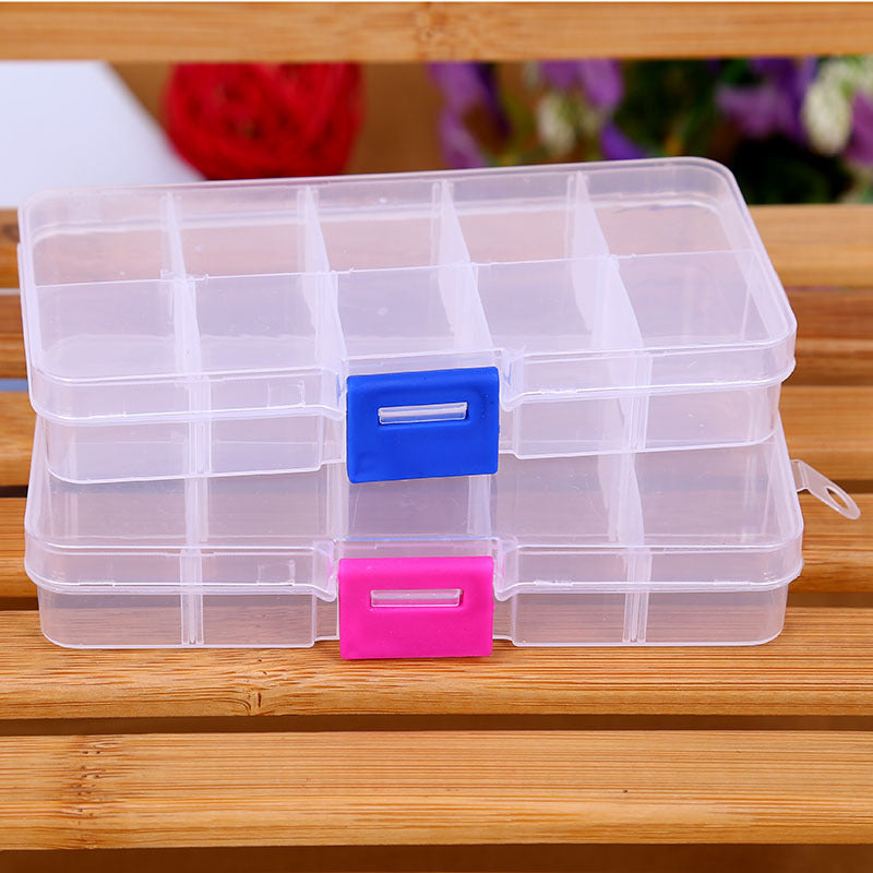 Plastic Organizer Boxes 12.8x6.5x2.1cm 10 Compartments Pastel Colors 4pcs 2