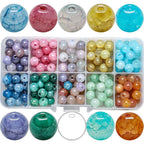Crackle Round Glass Beads 8mm Imitation Jade Mixed Colors 200pcs