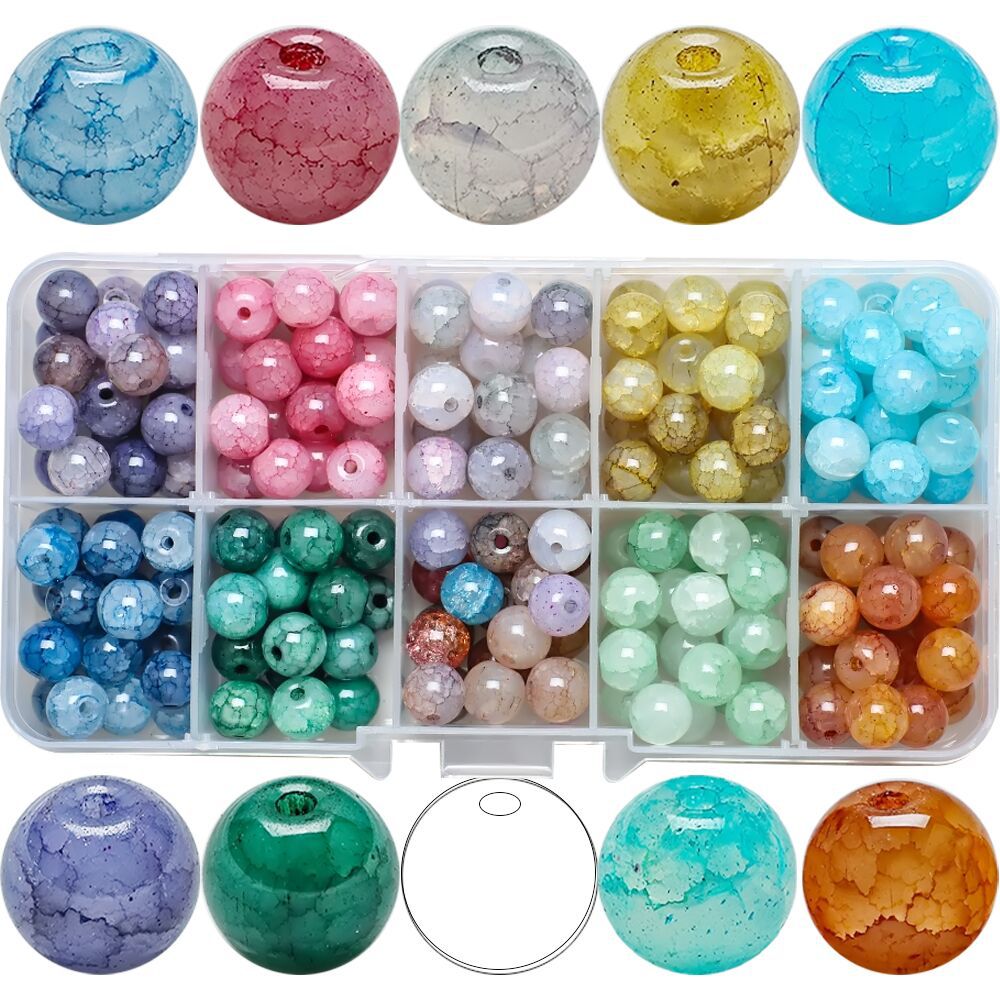 Crackle Round Glass Beads 8mm Imitation Jade Mixed Colors 200pcs