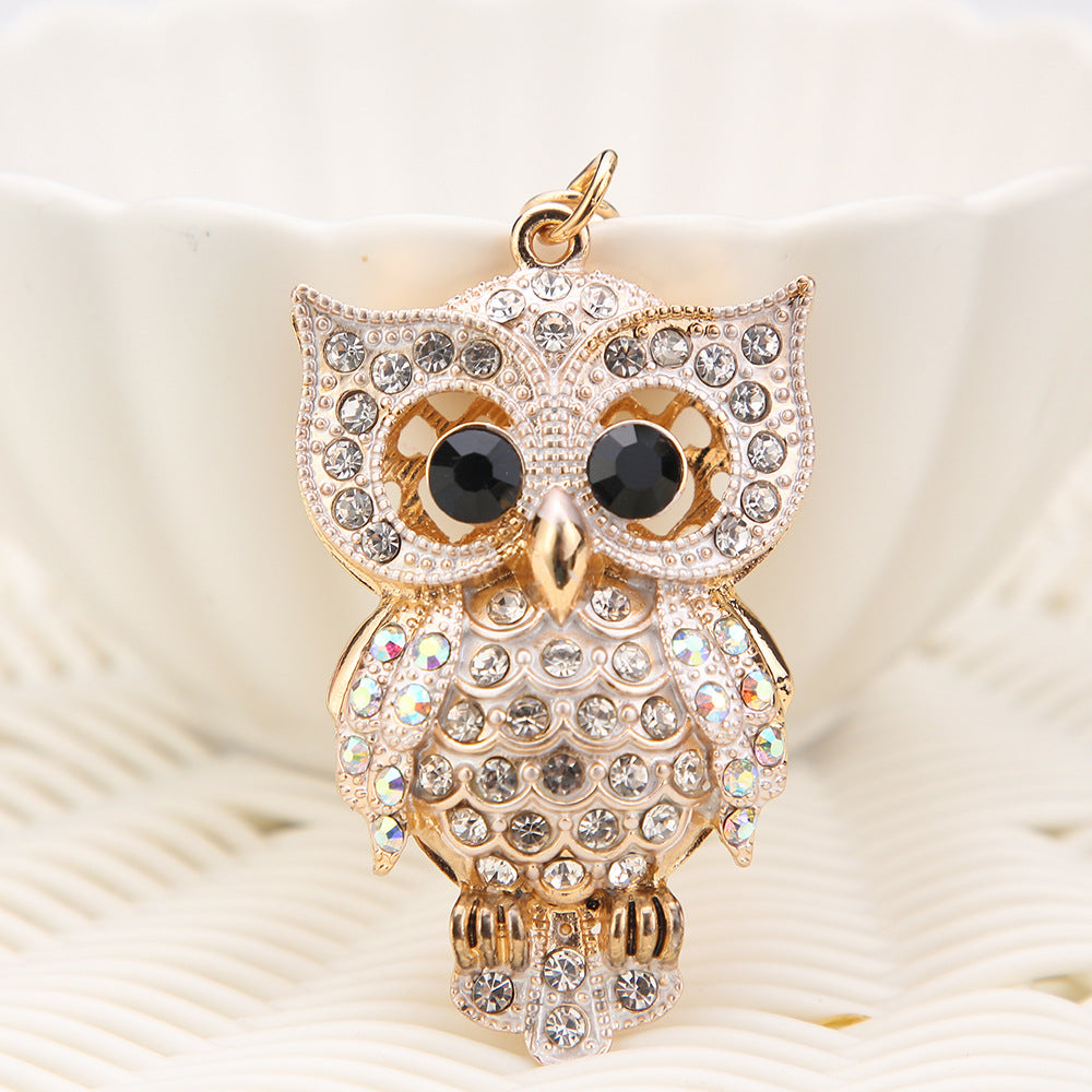 Metal Diamond Owl Keychain Alloy Shimmering Animal Charm Colorful 2