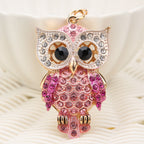 Metal Diamond Owl Keychain Alloy Shimmering Animal Charm Colorful 3